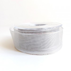 Silver Lurex Ribbon - Size 40 mm